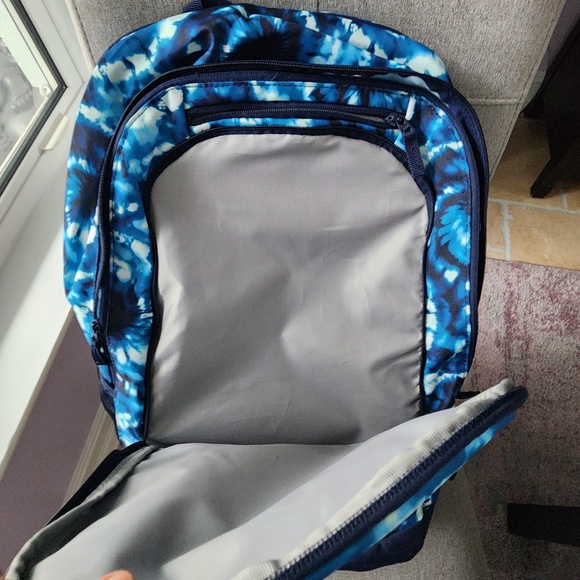 Lands\' End Tech Pack  XL Backpack in Deep Sea Navy Tie Dye Swirl, NWOT